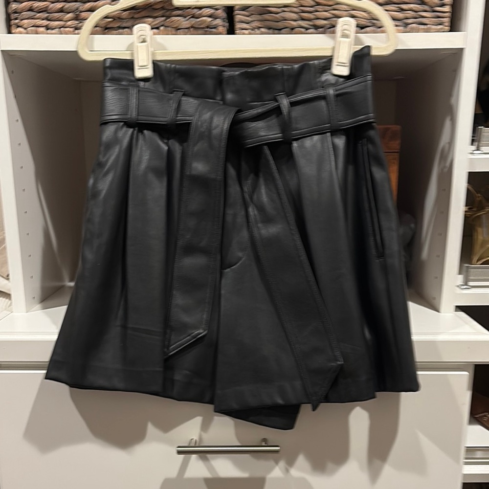 Black Leather High-Waisted Shorts